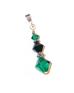 emerald green & jet black & emerald green crystal emerald green & black pendant black & emerald green pendant swarovski crystals sterling silver  pendant