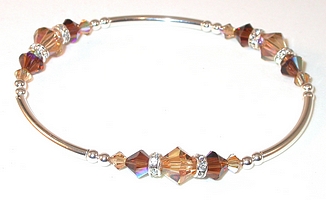 smoked topaz smokey topaz light colorado topaz swarovski crystals austrian crystals sterling silver bracelet stretch bracelet