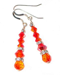 orange earrings fire opal orange swarovski crystals earrings bali sterling silver austrian crystals, prom wedding jewelry