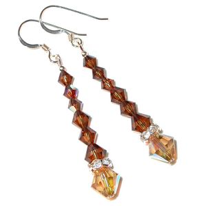 swarovski 2-tone brown 2-tona topaz smoked topaz & light colorado topaz earrings brown earrings sterling silver swarovski crystal earrings