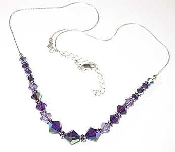 purple velvet tanzanite swarovski crystal wedding jewelry sterling silver necklace