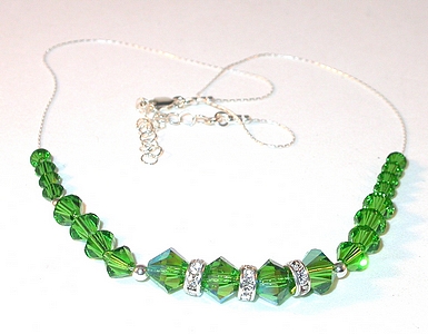 fern green necklace fern green crystal fern crystal swarovski crystal wedding jewelry sterling silver necklace