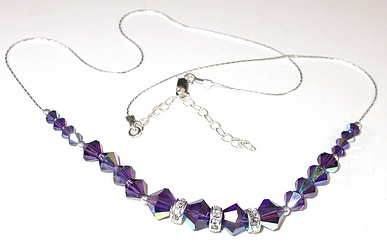 deep purple velvet birthstone swarovski crystal wedding jewelry sterling silver necklace