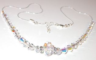 Clear AB necklace swarovski clear crystal necklace wedding jewelry sterling silver necklace