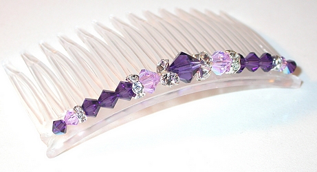 2-tone purple comb purple hair comb bridal prom hair accessory hair accessories hair jewelry swarovski crystal hair comb