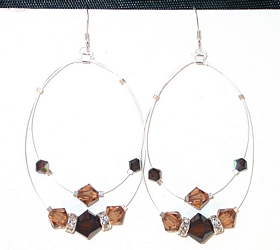 floating floaters mocha & Light smoked topaz 2-tone dark brown earrings swarovski crystal chandelier jewelry sterling silver earrings