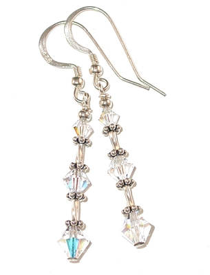 clear ab earrings clear ab swarovski crystal earrings sterling silver crystals