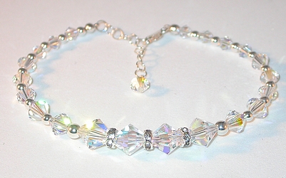 bridal jewelry wedding clear ab swarovski crystals sterling silver toggle bracelet