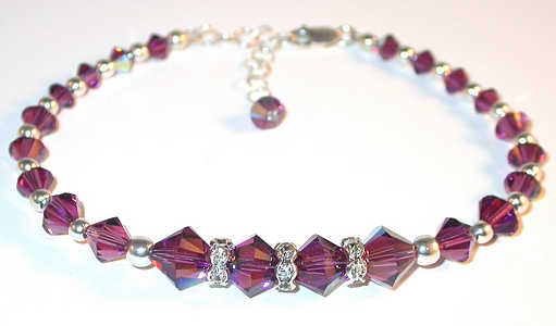 amethyst purple bracelet february birthstone amethyst bracelet crystal bracelet aqumarine swarovski crystals sterling silver bracelet