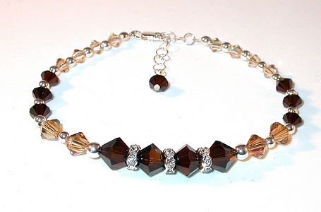 shades of brown bracelet topaz brown bracelet mocha brown & topaz swarovski crystals sterling silver  2-tone brown bracelet