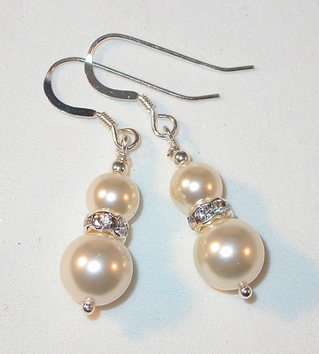 cream pearl earrings bridesmaid jewelry bridesmaid earrings cream ivory pearls bridal wedding jewelry sterling silver swarovski austrian crystals, prom wedding jewelry, clip-on pierced earrings