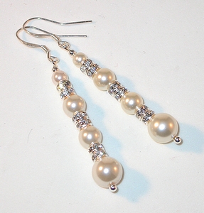 cream pearl earrings bridesmaid jewelry bridesmaid earrings cream ivory pearls bridal wedding jewelry sterling silver swarovski austrian crystals, prom wedding jewelry, clip-on pierced earrings