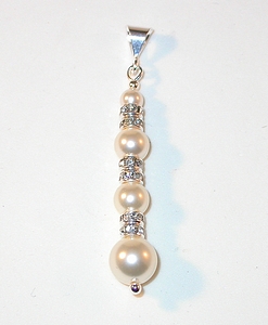 Cream pearls Cream swarovski pearls sterling silver long drop pearl pendant