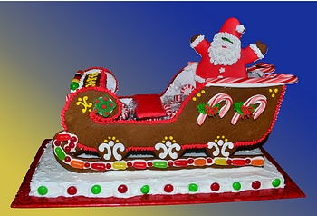 Gingerbread House santa's sleigh candy cookies serving tray reindeer rudolph