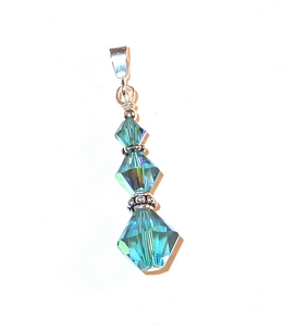 indicolite pendant indicolite crystal indicolite teal pendant teal swarovski crystals sterling silver  pendant