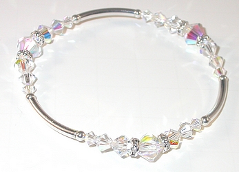 clear ab swarovski austrian crystals sterling silver bracelet