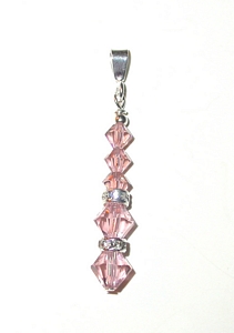 vintage rose swarovski austrian crystals sterling silver  pendant