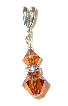 copper swarovski austrian crystals sterling silver  pendant