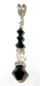 clear & black & clear jet black & clear ab swarovski austrian crystals sterling silver  pendant