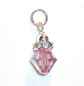 rondelle birthstone charm dangling swarovski light amethyst crystal sterling silver charm, june birthstone charm for charm bracelet or necklace