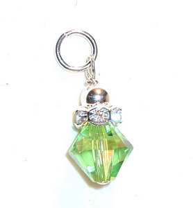 rondelle birthstone charm dangling swarovski peridot crystal sterling silver charm, august birthstone charm for charm bracelet or necklace