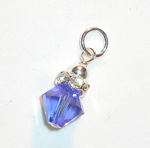 rondelle birthstone charm dangling swarovski sapphire crystal sterling silver charm, september birthstone charm for charm bracelet or necklace