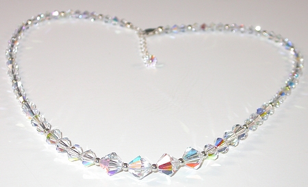 Clear AB  swarovski crystal choker wedding bridal bride jewelry sterling silver necklace