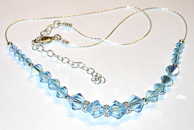 aquamarine blue march birthstone swarovski crystal wedding jewelry sterling silver necklace