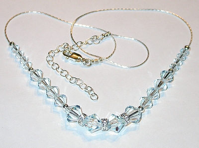 light azore blue swarovski crystal wedding jewelry sterling silver necklace