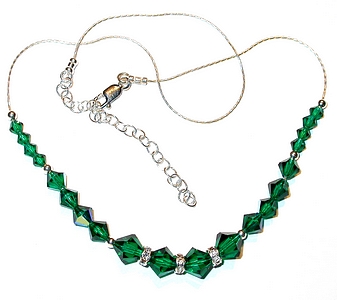 emerald green may birthstone swarovski crystal wedding jewelry sterling silver necklace