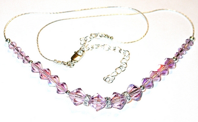 light amethyst purple lavender swarovski crystal wedding jewelry sterling silver necklace