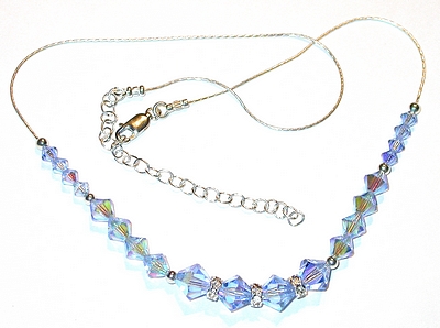 light blue light sapphire blue swarovski crystal wedding jewelry sterling silver necklace