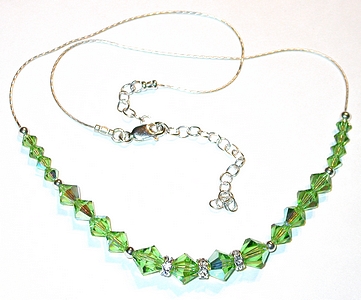 peridot green august birthstone swarovski crystal wedding jewelry sterling silver necklace