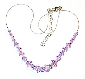 violet purple lavender swarovski crystal wedding jewelry sterling silver necklace