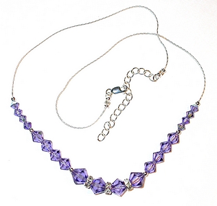 tanzanite purple blue swarovski crystal wedding jewelry sterling silver necklace