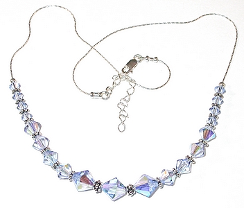 light sapphire blue swarovski crystal wedding jewelry sterling silver necklace