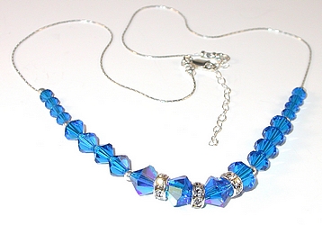 capri blue swarovski crystal wedding jewelry sterling silver necklace