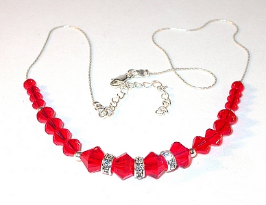 bright red light siam red swarovski crystal wedding jewelry sterling silver necklace