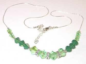 2-tone green peridot & palace green opal swarovski crystal wedding jewelry sterling silver necklace