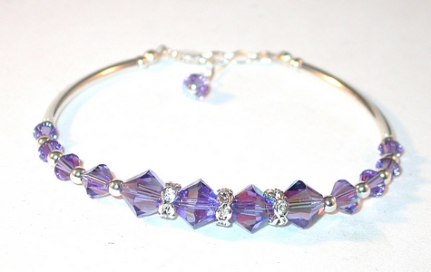 tanzanite bracelet purple bracelet tanzanite crystal bracelet aquamarine blue swarovski crystals sterling silver bracelet