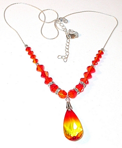 fire opal orange necklace fire opal necklace fire opal crystal necklace orange swarovski crystal jewelry sterling silver necklace