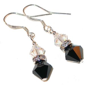 clear black clear & black & clear jet black and clear ab sterling silver swarovski austrian crystals, prom wedding jewelry, clip-on pierced earrings