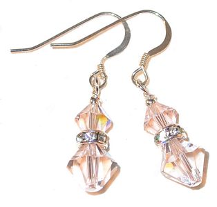 nude silk earring silk swaroski crystals, prom wedding jewelry, clip-on pierced earrings