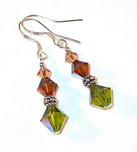 olive green light colorado topaz smoked topaz swarovski crystal earrings sterling silver austrian crystals, prom wedding jewelry leverback