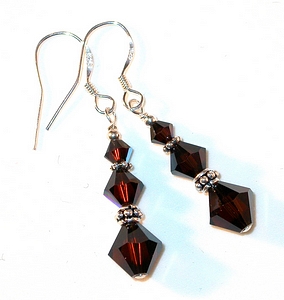 mocha brown earrings dark brown earrings dangle earrings mocha brown swarovski crystals earrings bali sterling silver earrings