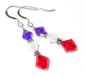 fourth of July, Election, Memorial Day Patriotic earrings red,  white & blue earrings swarovski crystal earrings sterling silver austrian crystals