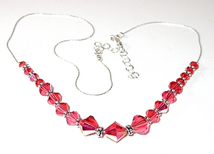 padparadscha rosy coral swarovski crystal jewelry sterling silver necklace