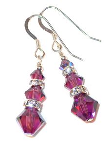 amethyst purple earrings amethyst earrings sterling silver amethyst swarovski  crystals, prom wedding jewelry, clip-on pierced earrings