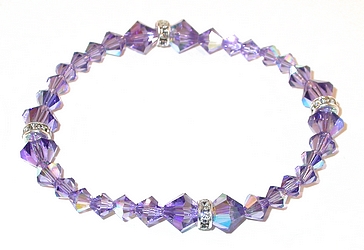 purple bracelet tanzanite purple swarovski austrian crystals sterling silver stretch-on bracelet