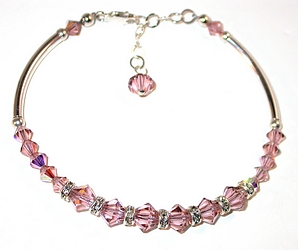 vintage rose swarovski austrian crystals sterling silver  bracelet